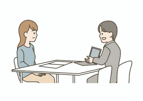 保険相談をする女性 保険相談をする女性 女性,相談,保険,説明,面談,カウンセリング,医療,契約,アドバイザー,安心のイラスト素材