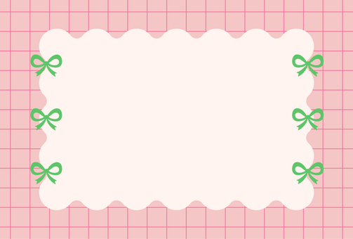 リボンのなみなみフレーム　ピンク フレーム,リボン,ふにゃふにゃ,もこもこ,なみなみ,四角,方眼,冬,カラフル,ポップのイラスト素材