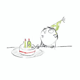 誕生日 10歳,誕生日,子,男,パーティ,お祝い,ケーキ,ろうそくのイラスト素材