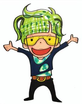 イエローグラス男子 イエローグラス男子 笑顔,スマイル,手書きのイラスト素材