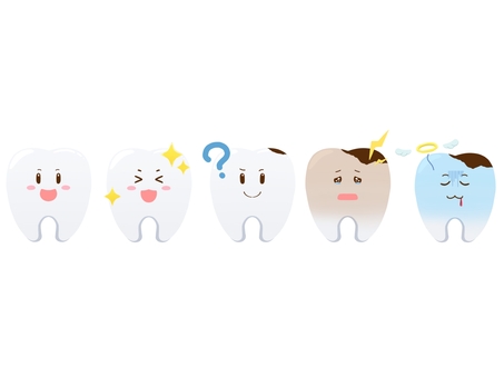 ５つの歯のライン 歯,歯医者,虫歯,生活,アイコン,シンプル,状態,健康,医療,病院のイラスト素材