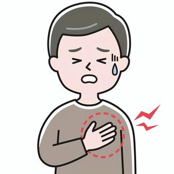 鋭い痛み 上半身 胸痛丸_影 GHM 男性,胸,胸痛,肺炎,心臓,発作,狭心症,胸の締め付け,圧迫感,高血圧のイラスト素材