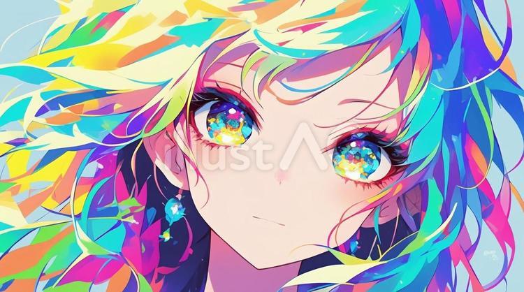 カラフルな髪色の女の子イラスト - No: 25483064｜無料イラスト