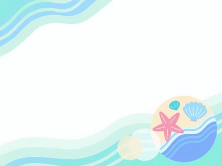 浜辺のイラスト(背景白) 浜,砂浜,海,海辺,磯,浅瀬,潮,波,貝,貝殻のイラスト素材