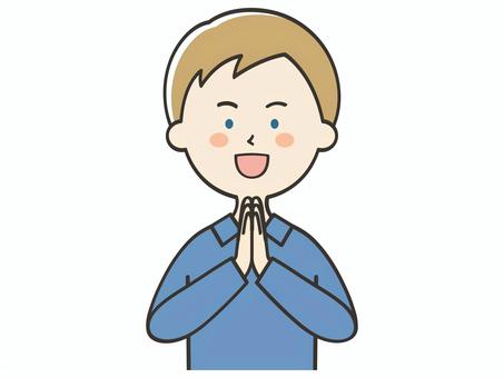 感謝する白人男性 感謝する白人男性 笑顔,嬉しい,喜び,いただきます,ごちそうさまでした,感謝,お礼,ありがとう,男性,男のイラスト素材