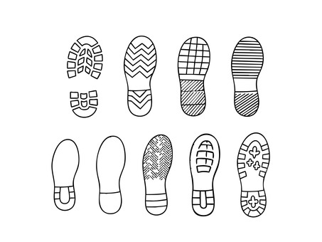 靴の足跡イラストセット 靴,足跡,シンプル,セット,イメージ,デザイン,シューズのイラスト素材
