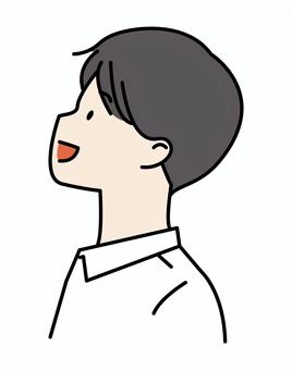 上を向くワイシャツの男子学生 男子,男子高校生,高校生,中学生,学生,男性,男,ワイシャツ,シンプル,上のイラスト素材