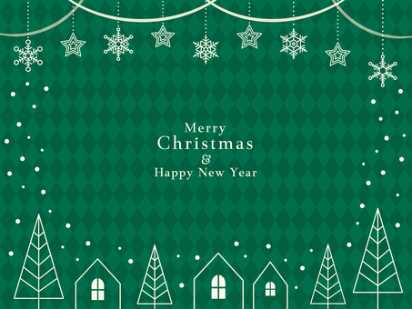 クリスマスの背景素材（緑・シルエット）