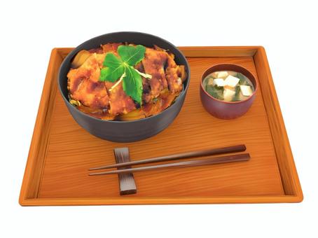 学食や定食屋の定番のランチであるカツ丼 学食や定食屋の定番のランチであるカツ丼 カツ丼,味噌汁,箸,お盆,ランチ,肉,食事のイラスト素材
