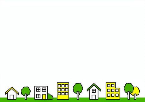 住宅街フレーム 住宅街フレーム 家,街,ビルのイラスト素材