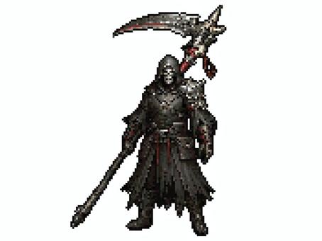 ドット絵死神 ドット絵,ピクセルアート,レトロ,ゲーム,死神,鎌のイラスト素材
