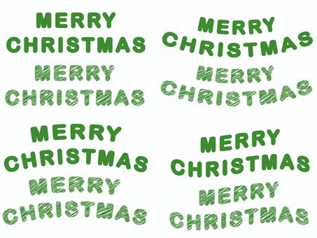 クリスマス　文字セット　手書き風 クリスマス,文字,冬,メリークリスマス,装飾,手書き,文字あしらい,飾り,緑,素材のイラスト素材