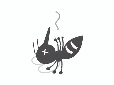 死んで落ちた蚊 蚊,落ちる,しましま,ばってん,死,害虫,虫,殺虫剤,ゆるい,キャラのイラスト素材