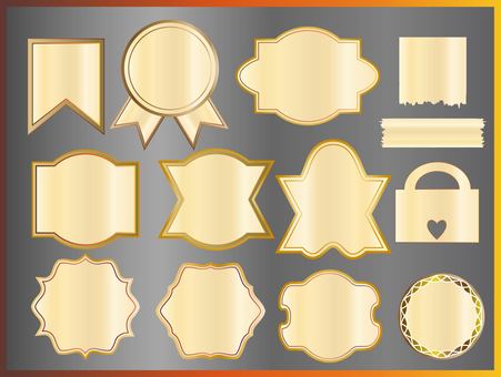 Various gold frame shapes, frame, gold, material, JPG, PNG and AI