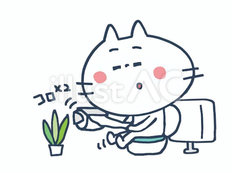 トイレタイムの猫 猫,トイレ,休憩のイラスト素材