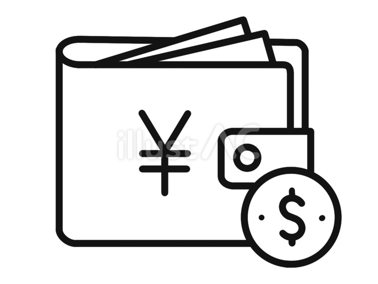 財布と通貨記号で示す節約アイコン	 家計,節約,財布のイラスト素材