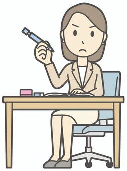  カジュアルスーツ女性-163-全身 勉強,会社員,女性,スーツ,ビジネス,仕事,ol,人,大人,ビジネスウーマンのイラスト素材
