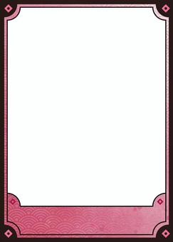 トレーディングカード　和風03(桃) トレカ,フレーム,テンプレート,トレカ枠,カードゲーム枠,トレーディングカード,枠,和風,青海波,カードのイラスト素材