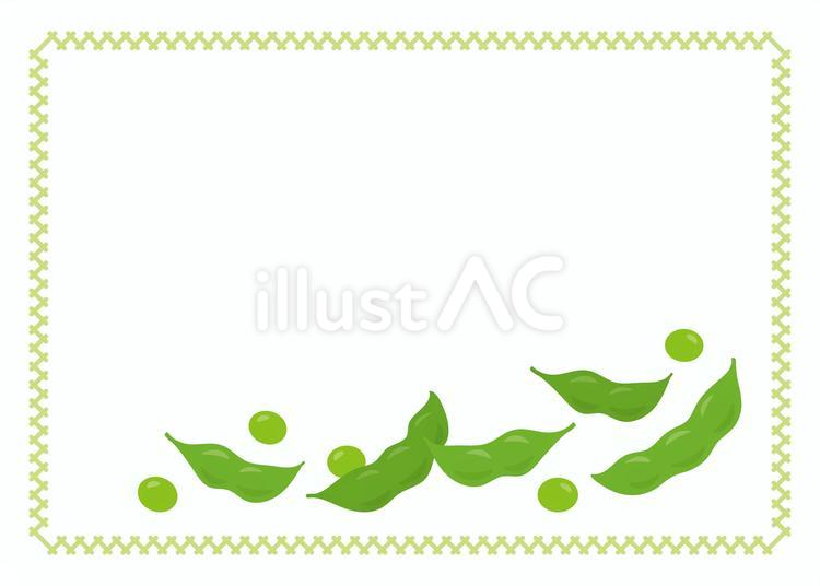 枝豆フレーム 枝豆,ずんだ,夏野菜のイラスト素材
