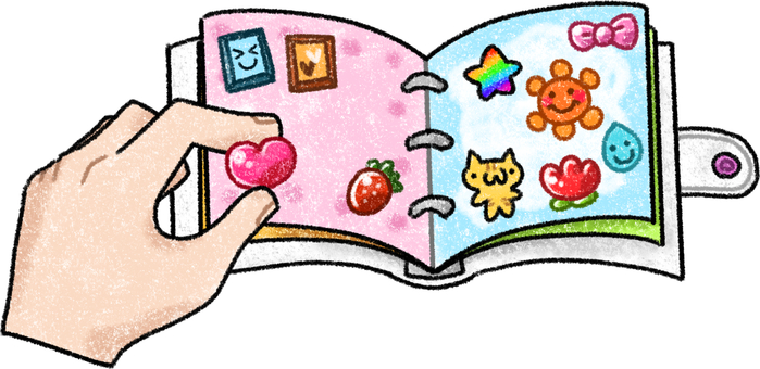 シール帳 シール帳,クレヨン調,交換,シール,ステッカー,手帳のイラスト素材