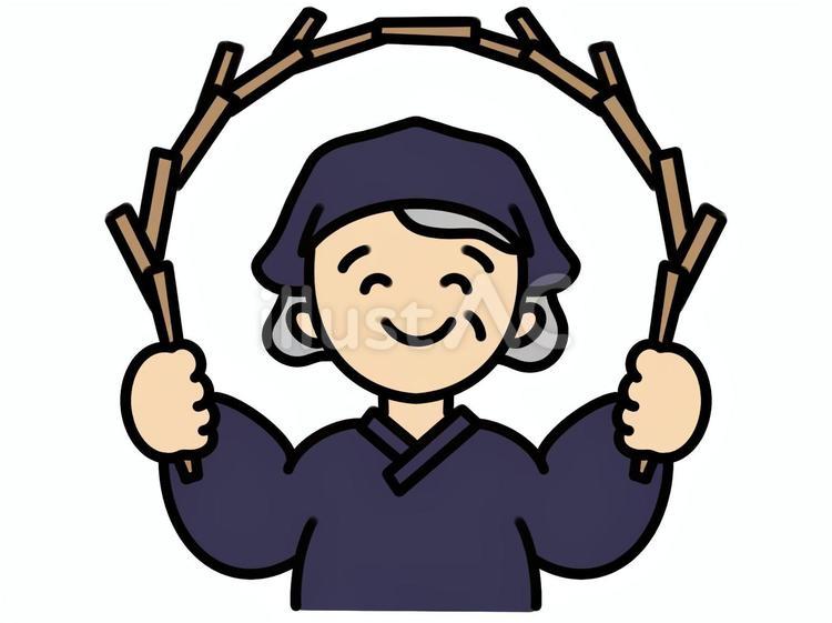 大江戸玉すだれおばあちゃん シニア,高齢者,介護のイラスト素材