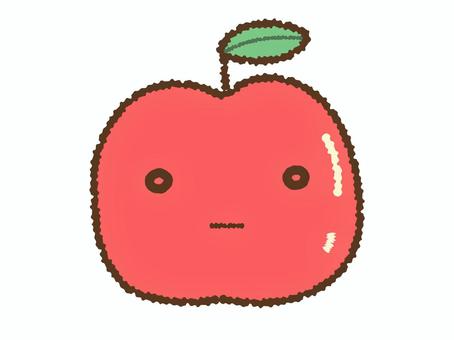 ゆるキャラりんご りんご,食べ物,果物,かわいい,ほのぼの,カット,ゆるい,シンプル,挿絵,キャラクターのイラスト素材