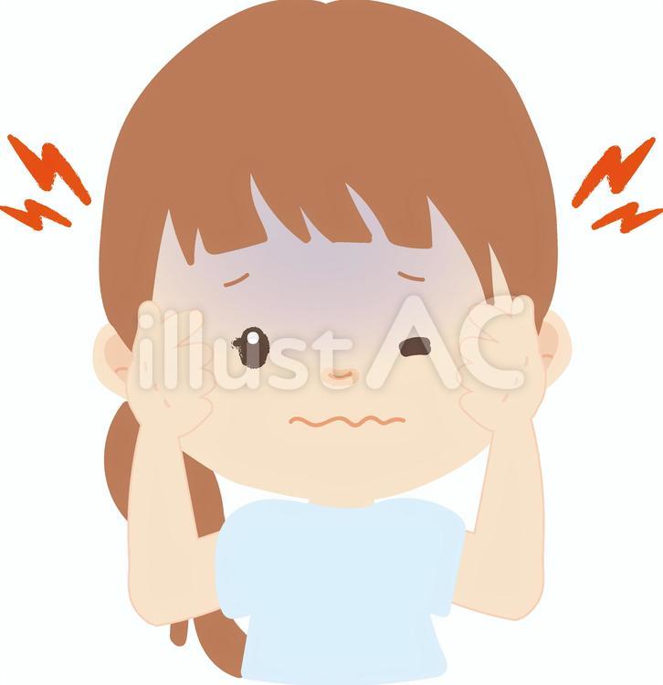 頭が重い　頭痛の女性 人物,女性,頭痛のイラスト素材