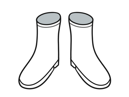 白い長靴のイラスト 生活,長靴,履き物,2足,レインシューズのイラスト素材