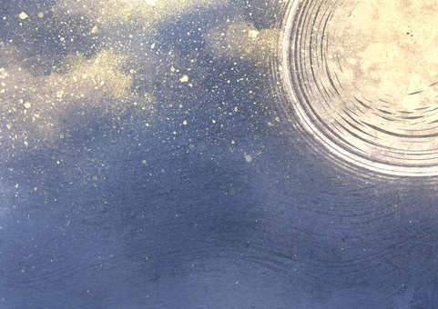 星降る夜空と満月の和風背景 満月,和紙,中秋,名月,9月,月,背景,金箔,和風,金のイラスト素材