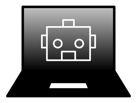AI・ノートPCとロボットのアイコン ai,人工知能,ロボット,コンピュータ,ノートパソコン,アイコン,テクノロジー,技術,科学,システムのイラスト素材
