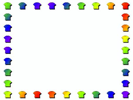 Tシャツのフレ−ム　虹色 tシャツ,フレ−ム,ポストカード,メッセージカード,飾り枠,あしらい,グラデーション,虹色,レインボー,影のイラスト素材