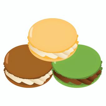 マカロン3種　チョコレート マカロン,マキャロン,マコロン,フランス,焼菓子,焼き菓子,洋菓子,菓子,甘味,お菓子のイラスト素材
