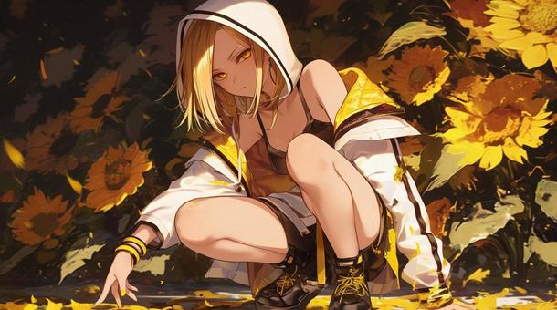 ひまわり畑の少女８