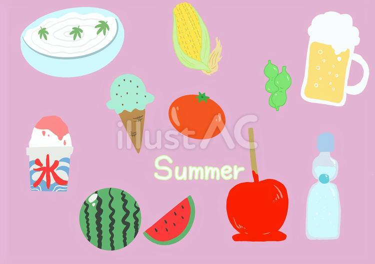 夏の食べ物 夏の食べ物,食べ物,夏のイラスト素材