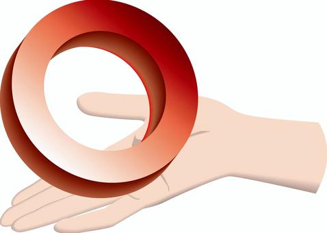 丸手のひら　 丸,正解,ok,マーク,立体,リアル,手のひら,乗せるのイラスト素材