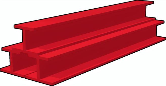 重量鉄骨 建材,鉄骨,重量鉄骨,鉄,金属,赤色,蛍光色,3dcg,立体,デフォルメのイラスト素材