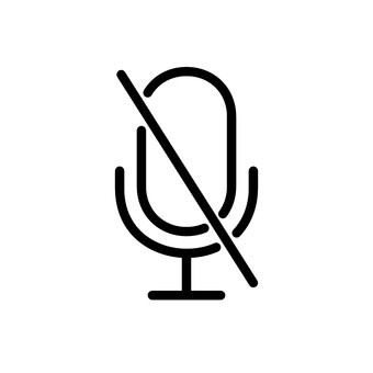 マイクマーク（ミュート・枠・黒） マイク,アイコン,マイクオフ,音声,スタンドマイク,ミュート,黒,シンプル,線画,枠のイラスト素材