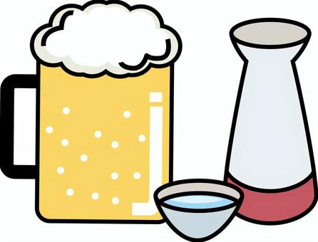 お酒 お酒,日本酒,おちょこ,ビール,ジョッキ,生,アルコール,デフォルメのイラスト素材