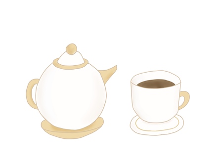 Pot and coffee cup, coffee, coffee cup, pot, JPG and PNG