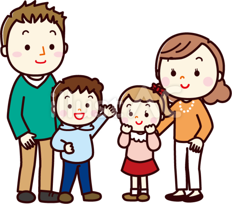 4人家族 ファミリー,家族,子どものイラスト素材