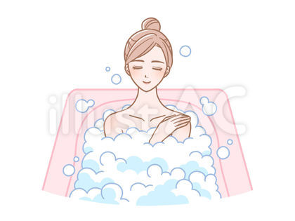泡風呂に入る女性