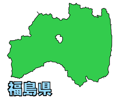 少しゆるい福島県地図 書き文字 福島県,地図,東北,ゆるい,手描き,線画,緑,日本,いわき市,郡山市のイラスト素材