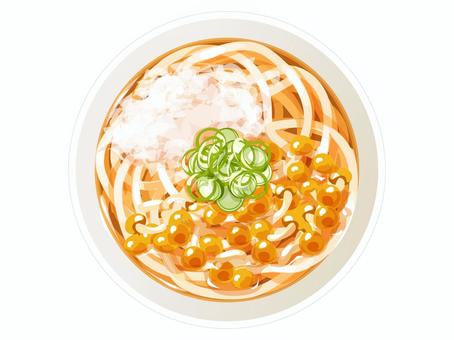 なめこおろしうどん2 うどん,なめこ,大根おろし,麺類,料理,食べ物,ネギ,どんぶりのイラスト素材