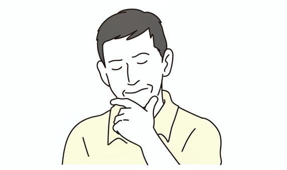 悩んでいる中年の男性のイラスト素材 シニア,悩む,経営者,悩み,中高年,男性,自営業主,人物,中年,ベクターのイラスト素材