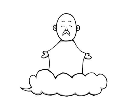 雲に乗ったおじいちゃん神様 人物,神,仏,宗教,有り難い,尊敬,祈る,信じる,守る,神社のイラスト素材