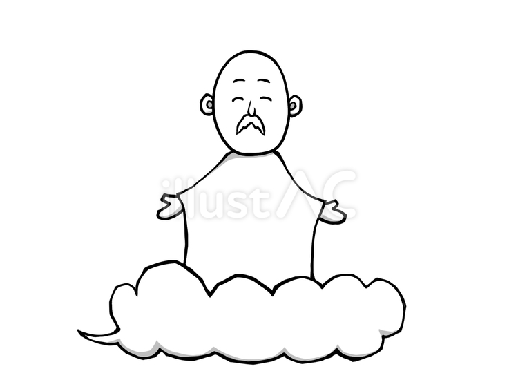 雲に乗ったおじいちゃん神様 人物,神,仏のイラスト素材