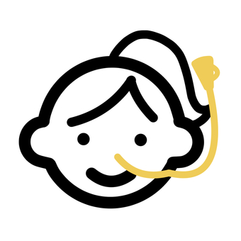 医ケア児アイコン/女の子/経鼻 医療的ケア児,経鼻経管栄養,ngチューブ,nicu,小児科,病院,医ケア,看護,保育,女の子のイラスト素材