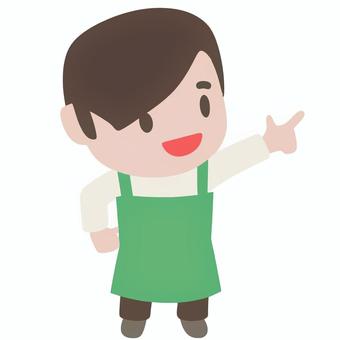 希望に向かって指差す店員 店員,指差し,希望,目標,未来,前向き,意志,挑戦,行動,接客のイラスト素材