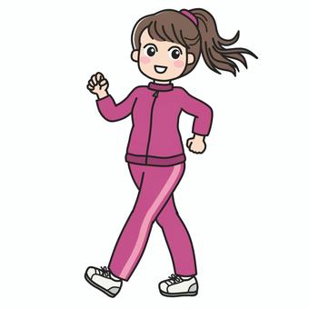 健康のためにジャージ姿で歩く女性 ジャージ,ウォーキング,スポーツウェア,運動着,トレーニングウェア,スポーティ,上下ジャージ,散歩,移動,歩行のイラスト素材