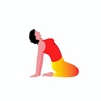 ヨガ 085 ヨガ,女性,ヨガポーズ,ストレッチ,エクササイズ,健康,運動,フィットネス,柔軟,背中のイラスト素材